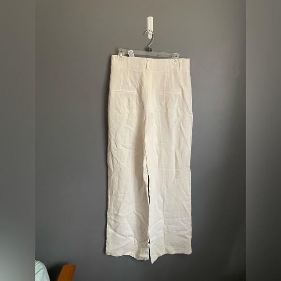 Zara Ss22 Oyster White Linen Blend Straight Pants Womens Size Large - Picture 5 of 5